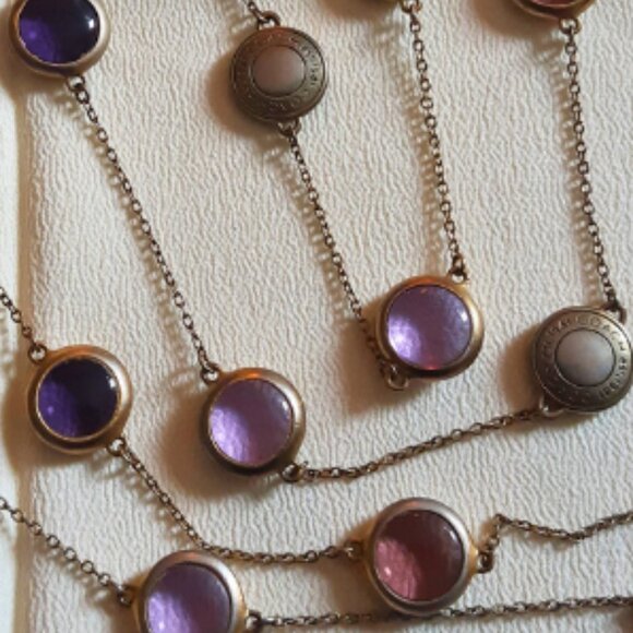 Rare Coach Medallion 44 Inch Logo & Multi-colour Glass Vintage Necklace - Picture 4 of 12